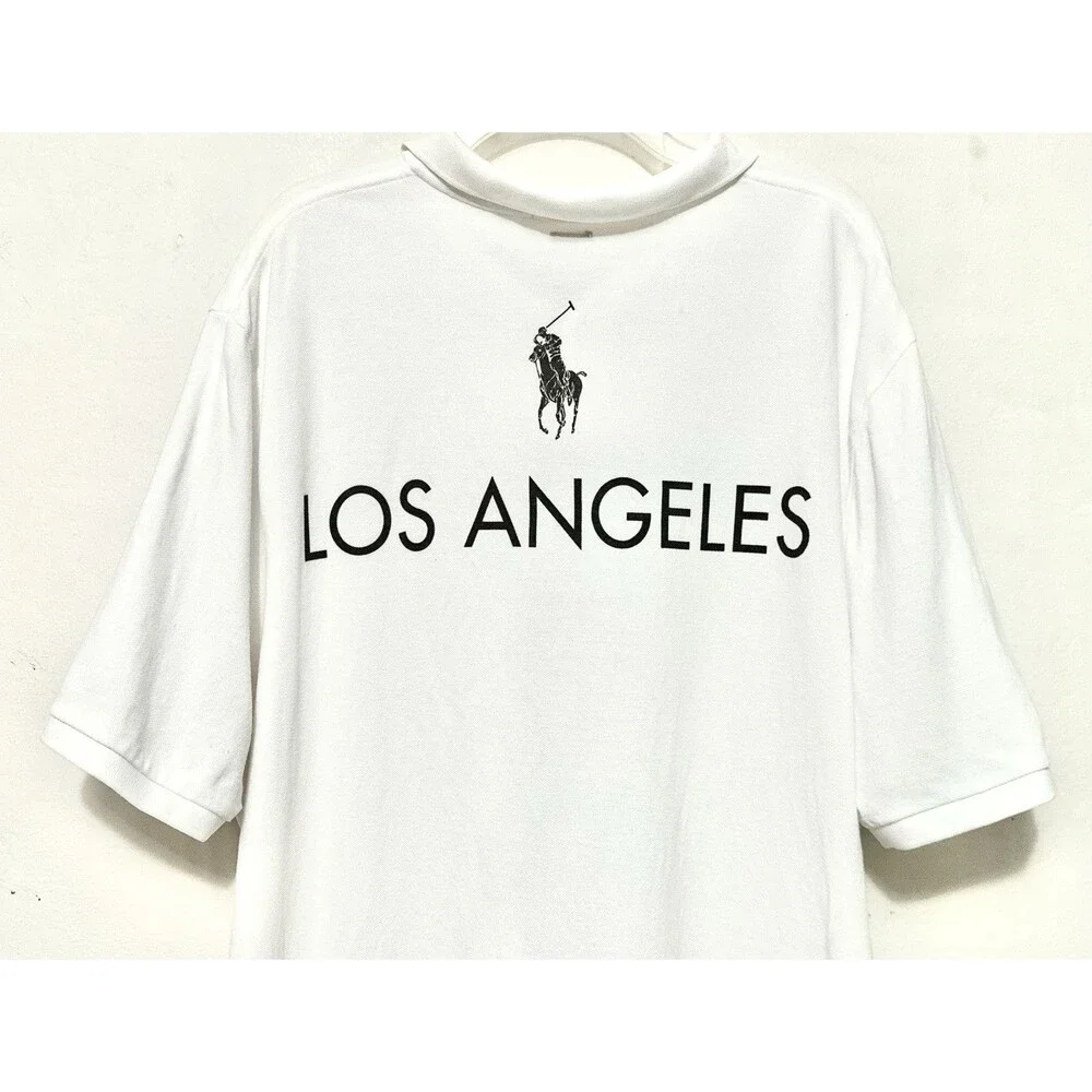 Polo Hi Tech Bear Ralph Lauren White Collard Polo Shirt XXL TTG Classic Fit